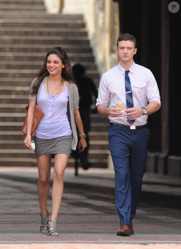 Justin Timberlake et Mila Kunis sur le tournage de Friends with Benefits à New York le 21 juillet 2010
