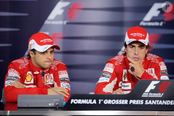 Conférence de presse après la course de Fernando Alonso et Felipe Massa, à Hockeheim, le 25 juillet 2010