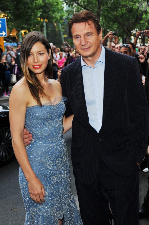 Jessica Biel et Liam Neeson lors de l'avant-première à Berlin de L'Agence tous risques le 29 juillet 2010