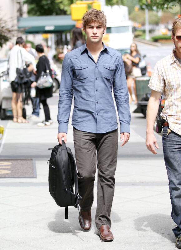 Chace Crawford sur le tournage de Gossip Girl à New York le 3 septembre 2010