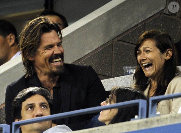 Josh Brolin et sa femme Diane Lane dans les gradins de l'US Open 2010, à New York, le 9 septembre.