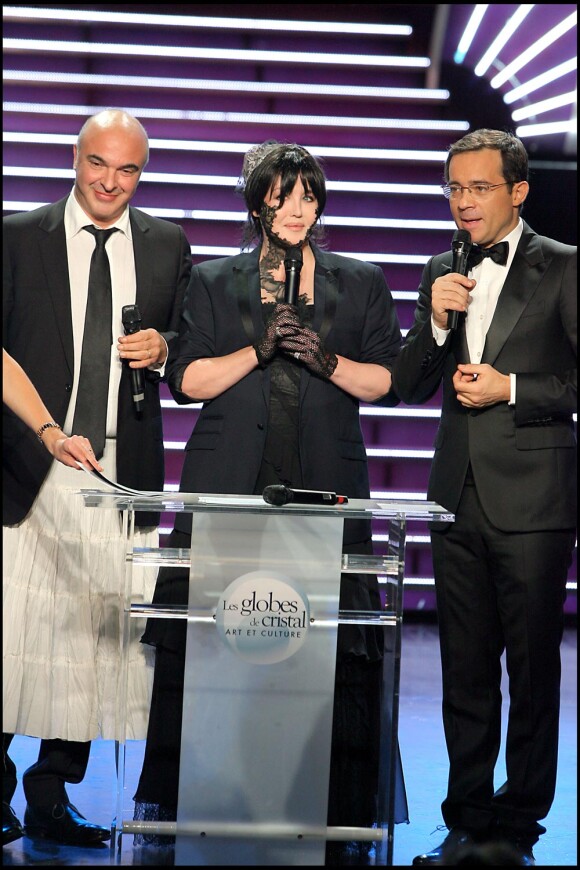 Jean-Luc Delarue avec Isabelle Adjani aux Globes de Cristal