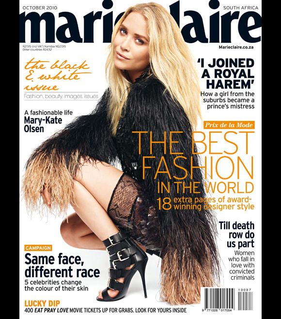 Mary-Kate Olsen pose en couverture du Marie-Claire sud-africain du mois d'octobre 2010.