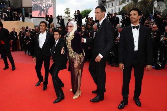 Présentation de Hors-la-loi à Cannes, le 21 mai 2010 : Rachid Bouchareb, Jamel Debbouze, Sami Bouajila, Roschdy Zem