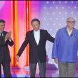 Claude Sérillon, Michel Drucker et Jean-Pierre Coffe lors de l'enregistrement de l'émission Vivement Dimanche le 22 septembre 2010 (diffusion le 26 septembre)
