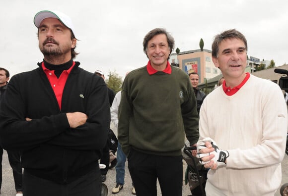 Henri Leconte, Patrick de Carolis et Tex lors du tournoi de golf des personnalités à Guyancourt le 15 octobre 2010