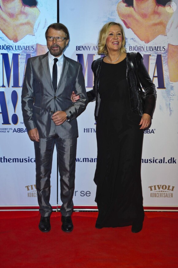 Björn Ulvaeus et Agnetha Fältskog à Copenhague. Ils assistent à la comédie musicale Mamma Mia !. 1er Octobre 2010