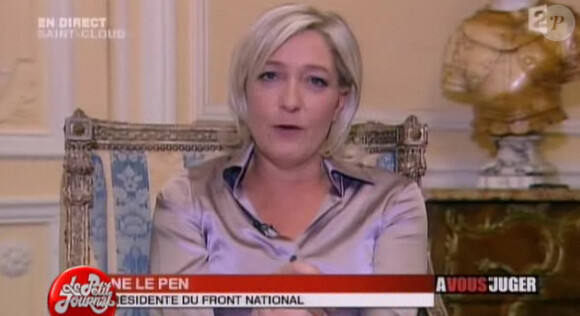 Marine Le Pen, en duplex pour l'émission "A vous de Juger"