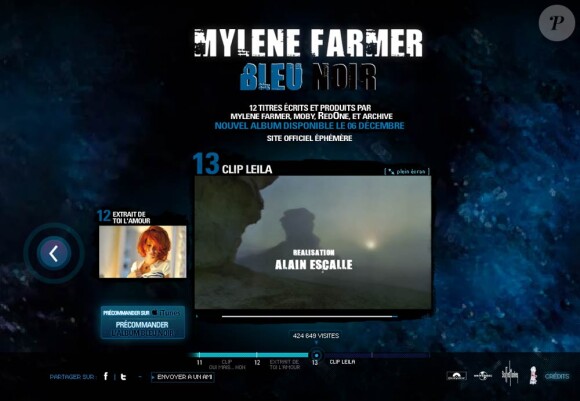 Avec le clip de Leila, signé Alain Escalle, le jeu de pistes menant à la révélation de l'album Bleu Noir de Mylène Farmer s'achève en beauté...