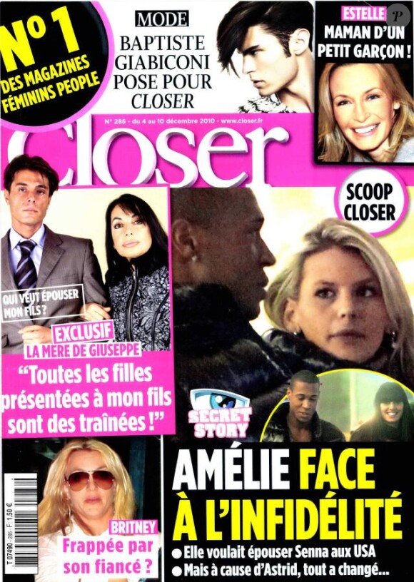 Le magazine Closer en kiosques le samedi 4 décembre 2010.
