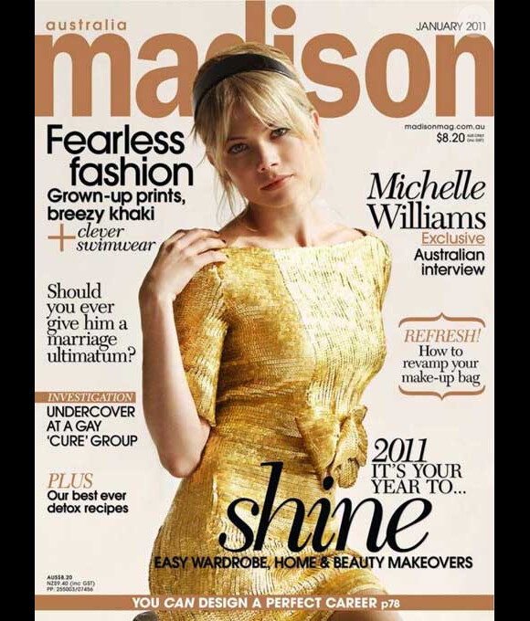 Michelle Williams en couverture  du magazine Madison Australie, janvier 2011.