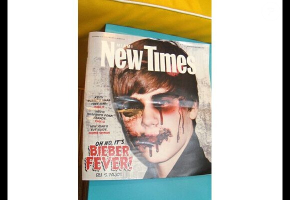 Justin Bieber apparaît défiguré sur la couverture du magazine satyrique américain, Miami New Times.