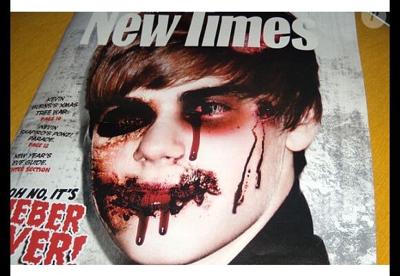 Justin Bieber apparaît défiguré sur la couverture du magazine satyrique américain, Miami New Times.