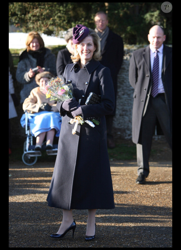 Sophie, comtesse de Wessex, à la messe de Noël, le 25 décembre, à Sandringham.