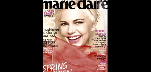 Michelle Williams en couverture du magazine Marie Claire, pour l'édition février 2011.