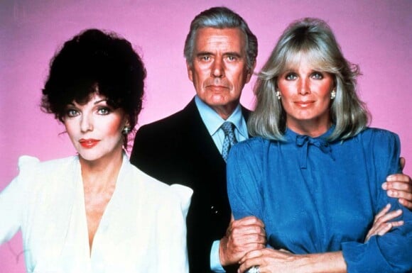 John Forsythe, Linda Evans et Joan Collins dans Dynastie, 1981