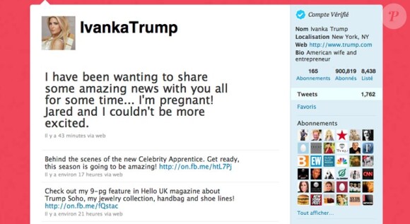 Page twitter d'Ivanka Trump
