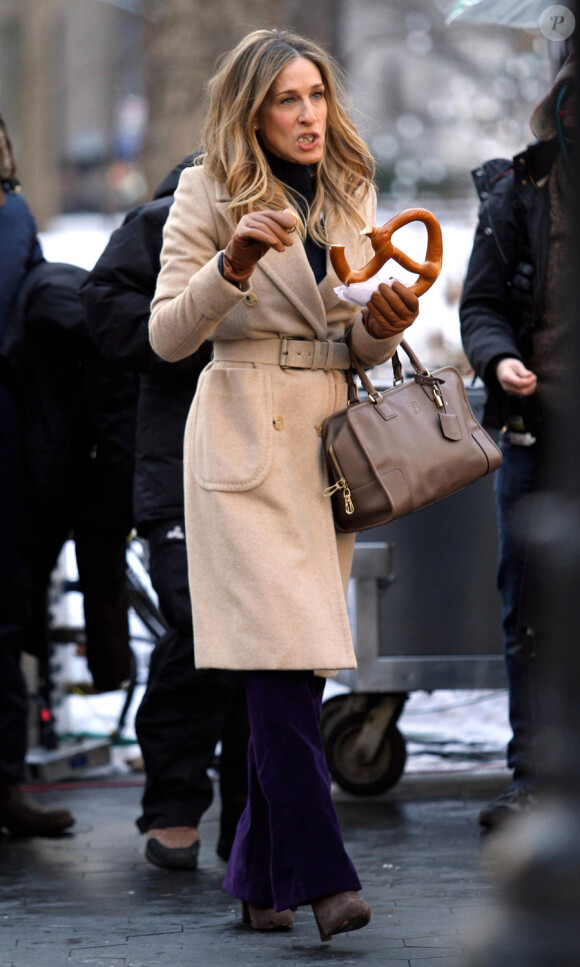 Sarah Jessica Parker sur le tournage de I Don't Know How She Doest It à New York le 24 janvier 2011