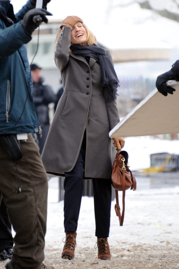 Sarah Jessica Parker sur le tournage de I Don't Know How She Doest It à New York le 25 janvier 2011