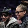Swizz Beatz et Alicia Keys lors du match opposant les New York Knicks et les Miami Heat, au Madison Square Garden à New York, le 27 janvier 2011