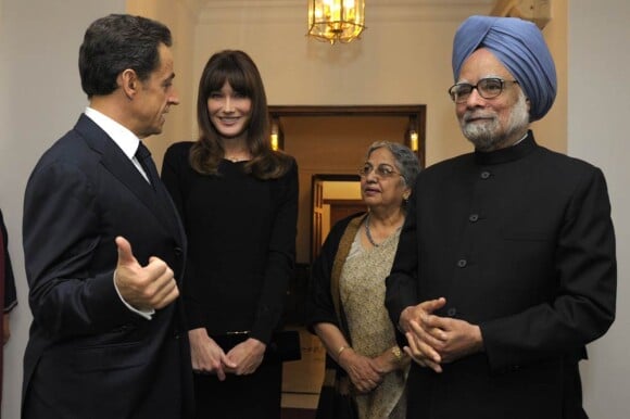 Carla Bruni et Nicolas Sarkozy en Inde, le 5 décembre 2010.