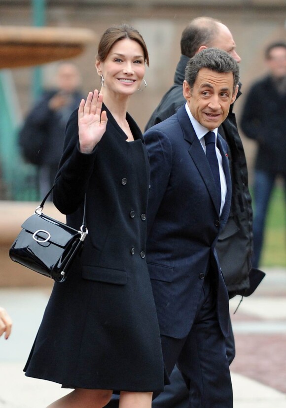 Carla Bruni et Nicolas Sarkozy à New York, le 29 mars 2010.