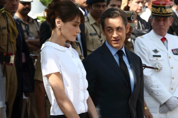 Carla Bruni et Nicolas Sarkozy, le 7 décembre, en Inde.