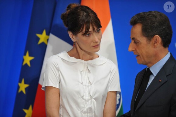 Carla Bruni et Nicolas Sarkozy en Inde, le 7 décembre 2010.