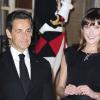Carla Bruni et Nicolas Sarkozy, lors d'un dîner d'Etat organisé le 4 novembre, à l'Elysée, Paris.