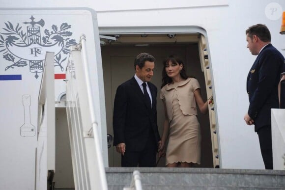 Carla Bruni et Nicolas Sarkozy le 4 décembre 2010, en Inde.