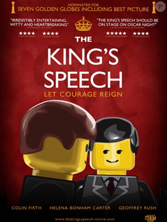 L'affiche en Lego du Discours d'un roi, nominé à l'Oscar du meilleur film lors de la cérémonie des Oscars, qui se tiendra le 27 février 2011.