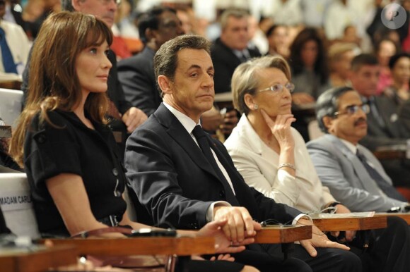 Carla Bruni et le président Nicolas Sarkozy en visite officielle Inde, début décembre 2010.