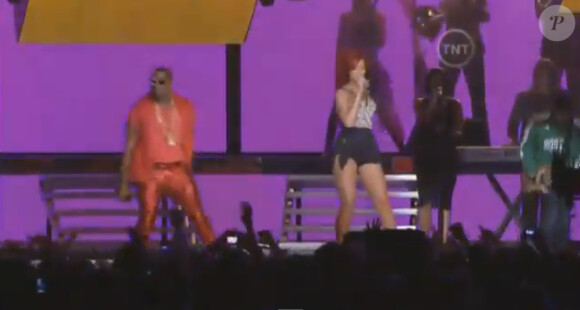 Rihanna et Kanye West lors du show avant les All-Star game 2011 le 200 février 2011