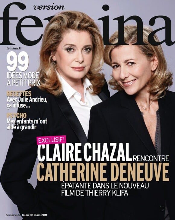 La couverture de Version Femina du 9 mars 2011 avec Catherine Deneuve et Claire Chazal