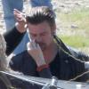 Brad Pitt sur le tournage du film Cogan's Trade, à la Nouvelle-Orléans, aux USA. Mars 2011