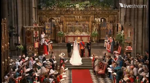 Le prince William et Kate Middleton : cérémonie de leur mariage dans l'abbaye de Westminster à Londres le 29 avril 2011