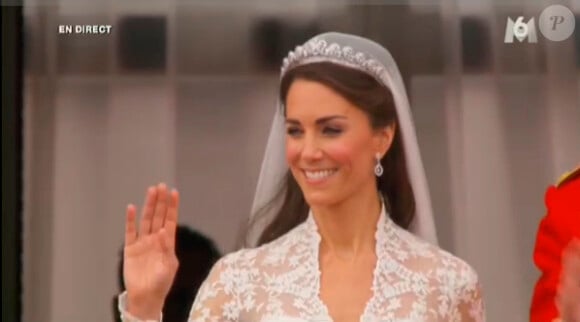 Kate Middleton, sublime jeune mariée au balcon de Buckingham Palace, à Londres, le 29 avril 2011.