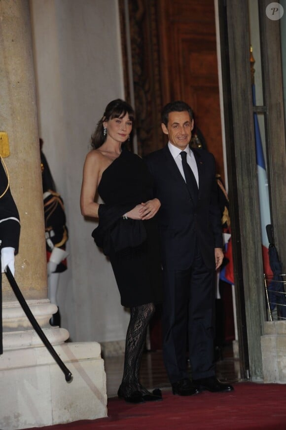 Carla Bruni-Sarkozy et Nicolas Sarkozy, palais de l'Élysée, le 2 mars 2011.