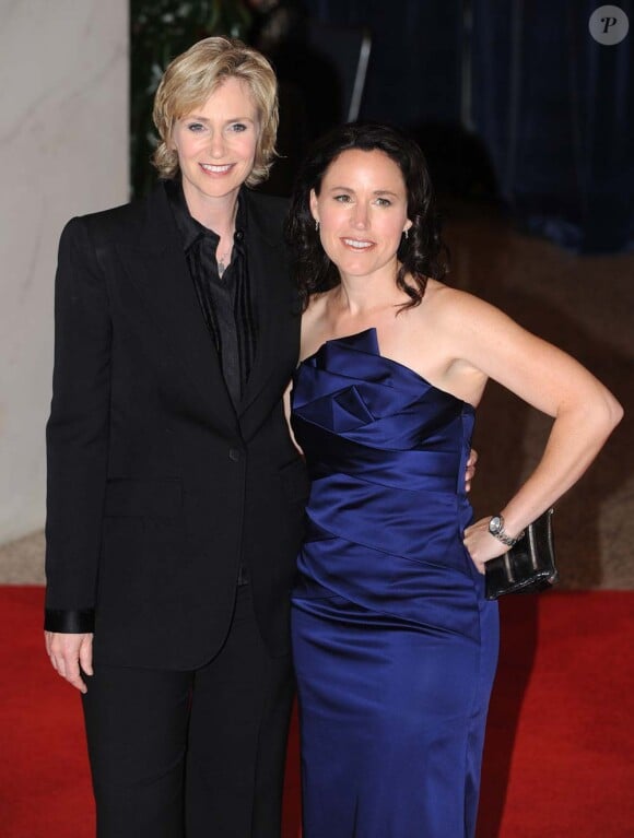 Jane Lynch et sa femme, dîner des correspondants de presse de la Maison Blanche, à Washington, le 30 avril 2011.