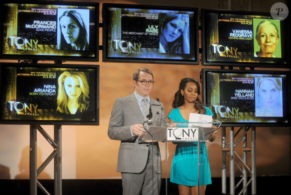 Matthew Broderick et Anika Noni Rose lors de la présentation à New York des nominations pour les Tony Awards le 2 mai 2011