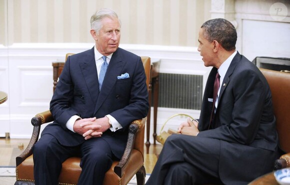 Barack Obama lors de son entrevue avec le prince Charles à la Maison Blanche, à Washington. 4 mai 2011