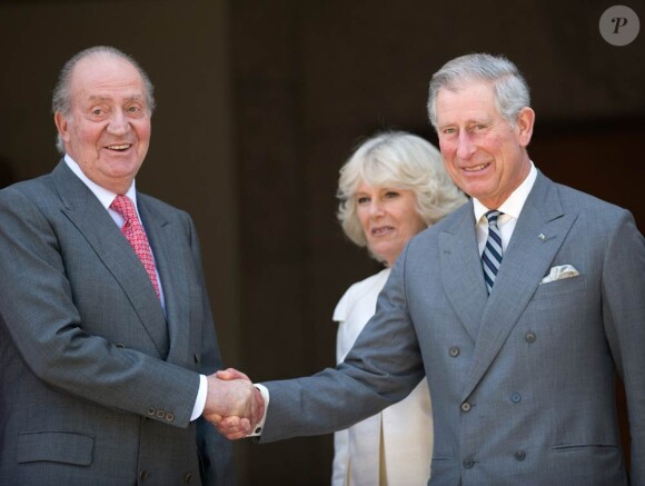 Le roi Juan Carlos d'Espagne lors de la réception du prince Charles le 31 mars 2011
