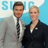 David Beckham et Zara Phillips le 13 juin 2011 à Londres pour les J.O. 2012 avec Samsung