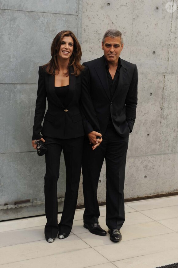 Elisabetta Canalis et George Clooney, à Milan, le 27 septembre 2010.