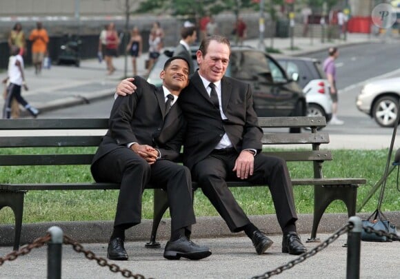 Will Smith et Tommy Lee Jones le 18 juin 2011 à New York durant le tournage de Men in Black 3