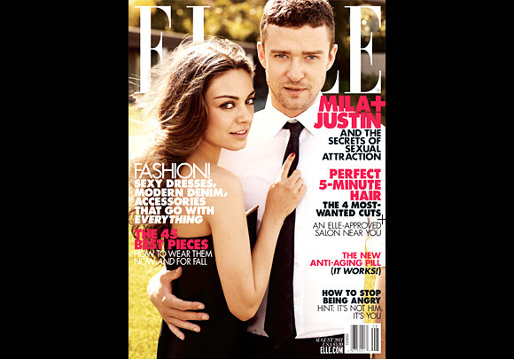 Justin Timberlake et Mila Kunis en couverture de ELLE aux États-Unis, août 2011.