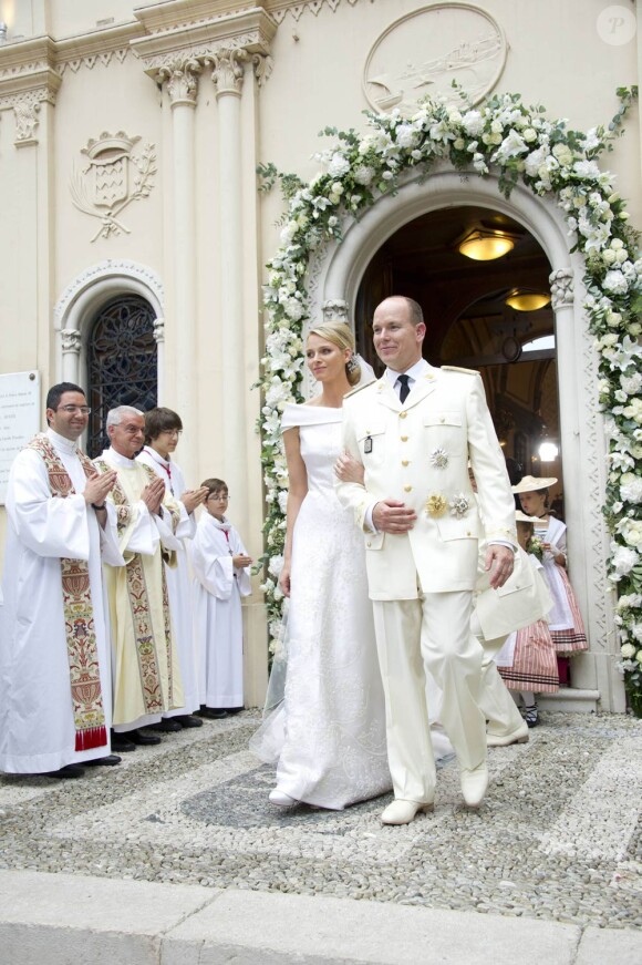 Albert et Charlene lors de leur mariage religieux le 2 juillet 2011 à Monaco