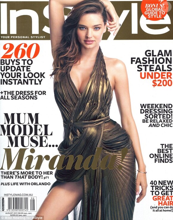 Miranda Kerr en couverture du magazine In Style Australie pour le mois d'août 2011