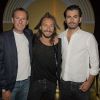 Bob Sinclar et Patrick Tartary et son associé David Barrocas, les propriétaires au Gotha Club le 13 juillet 2011 à Cannes