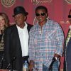 Latoya, Tito, Jackie et Marlon Jackson à la conférence de presse pour annoncer le concert Michael Forever, à Beverly Hills, le 25 juillet 2011.
